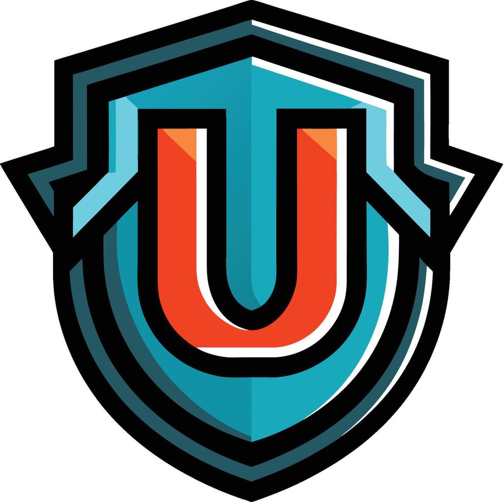 The u logo is shown in a shield vector