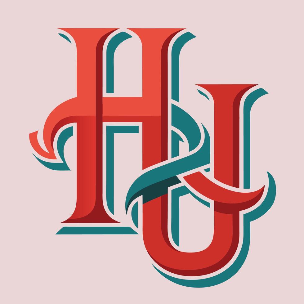 The letter h is made up of red and green vector