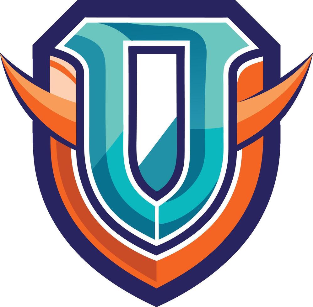 The u logo with orange and blue horns vector