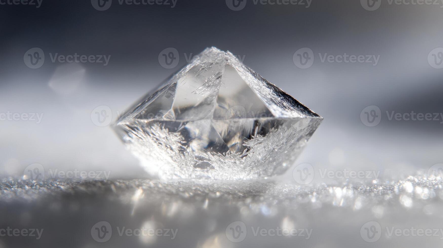Macro view of a sparkling rough diamond on a softly lit surface highlighting natural beauty photo