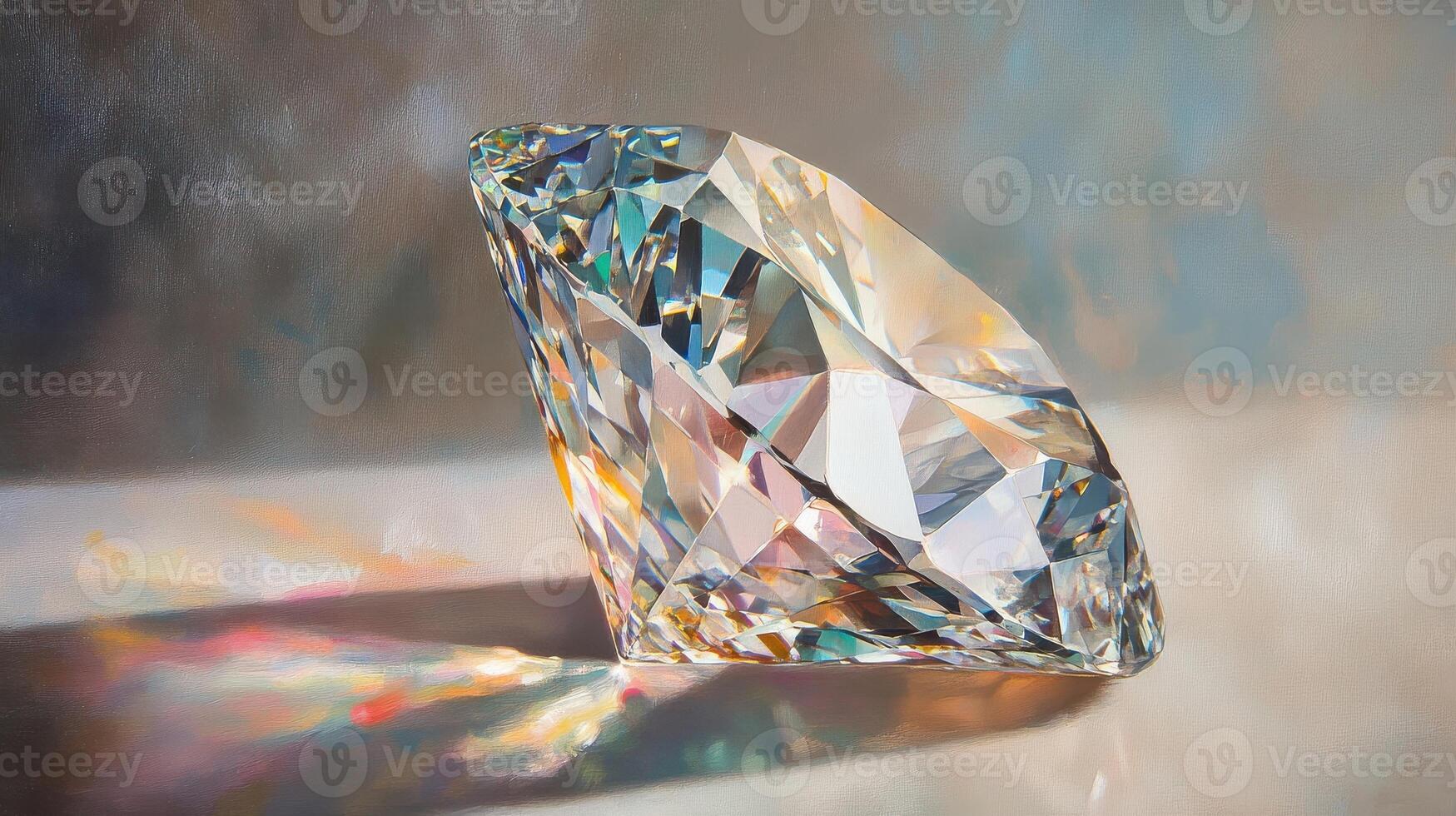 Sparkling abstract diamond reflecting light colors and geometry in elegant art concept photo