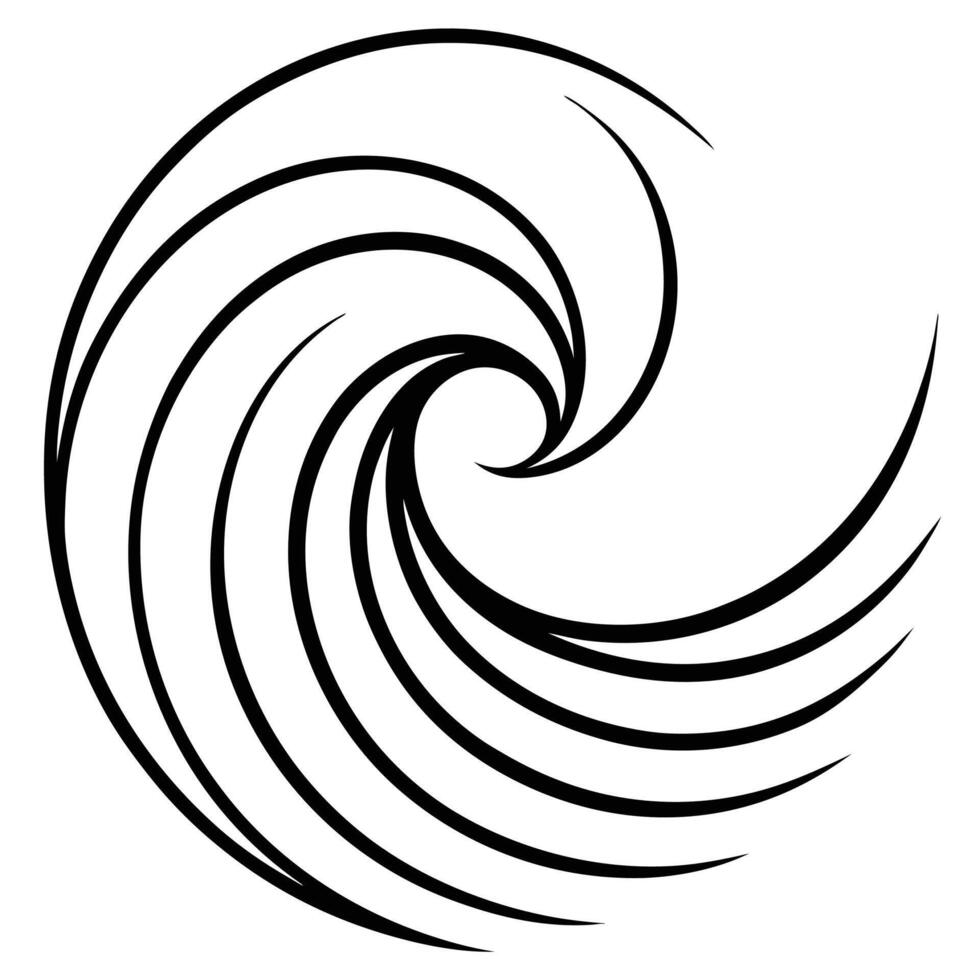 A black and white drawing of a spiral wave vector