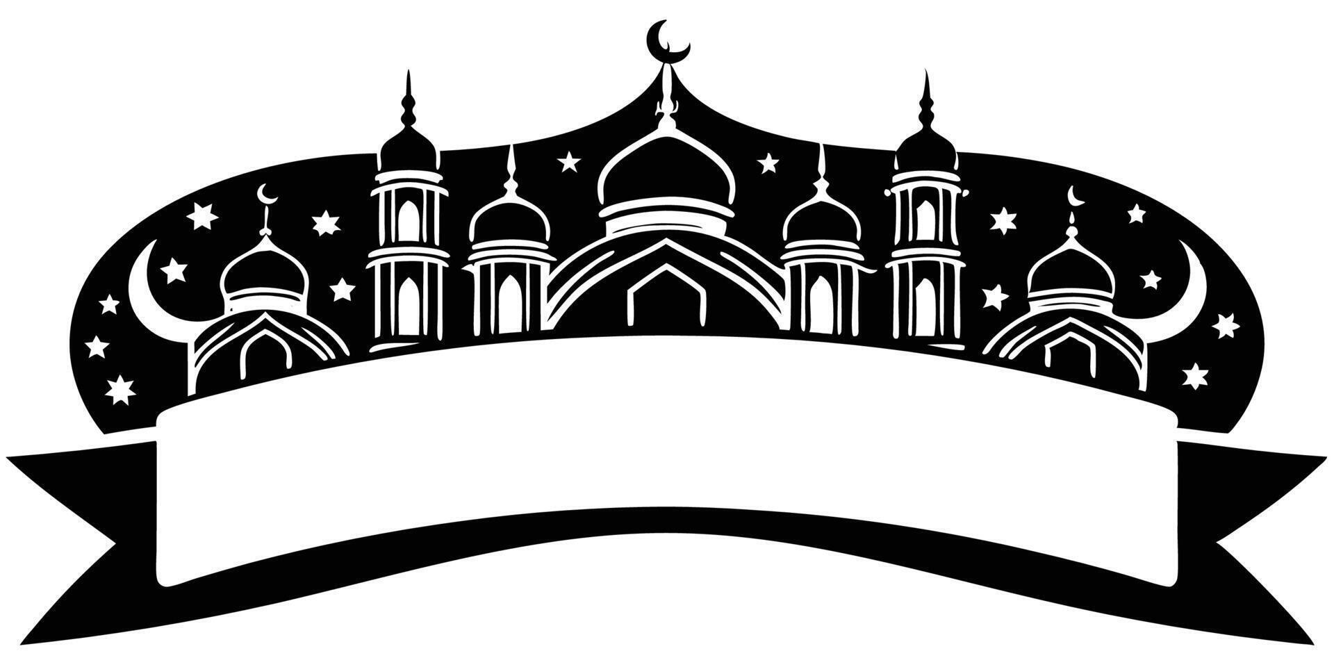 Islamic mosque with banner and stars vector