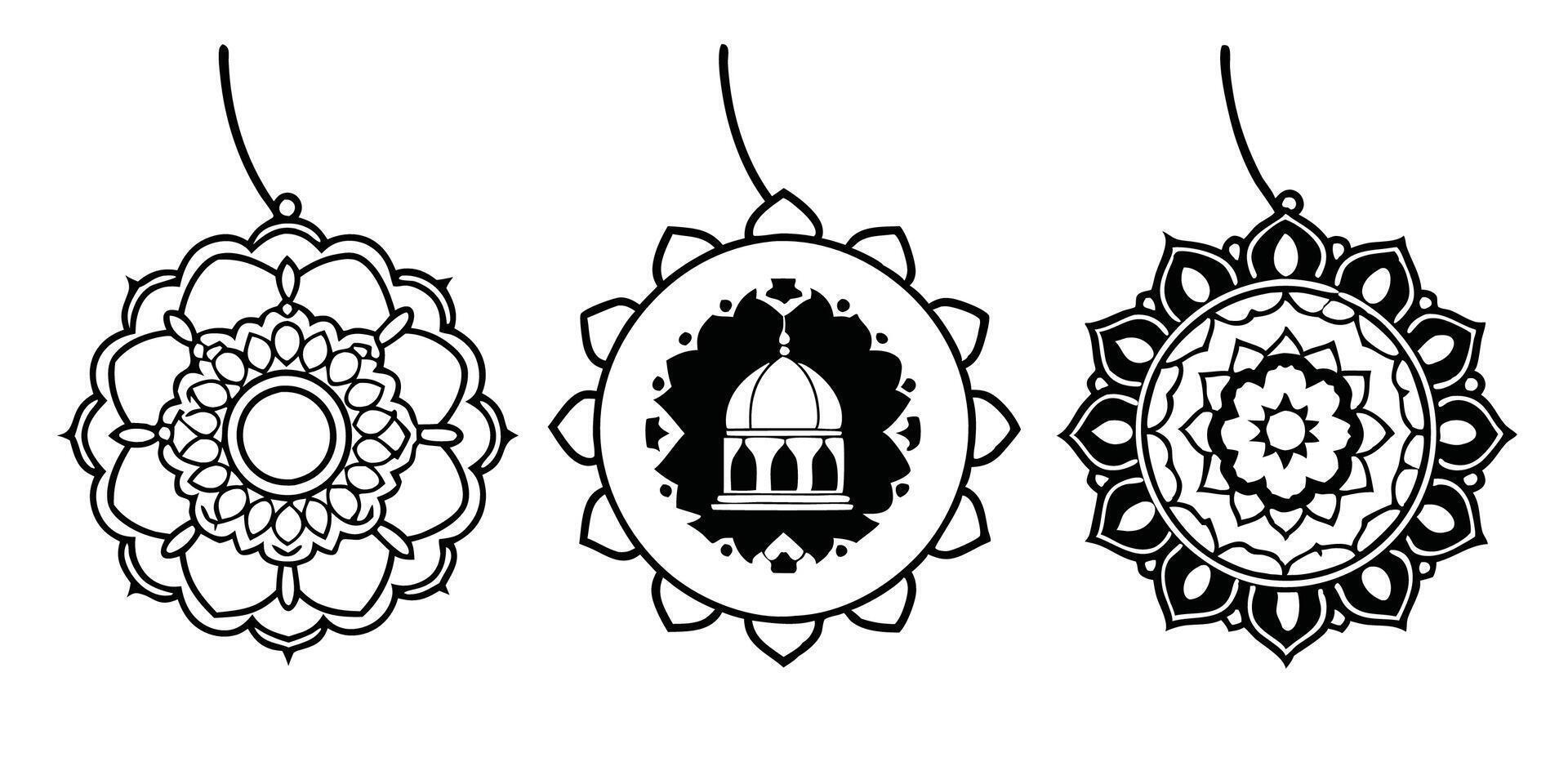Three different designs of ornaments in different styles vector