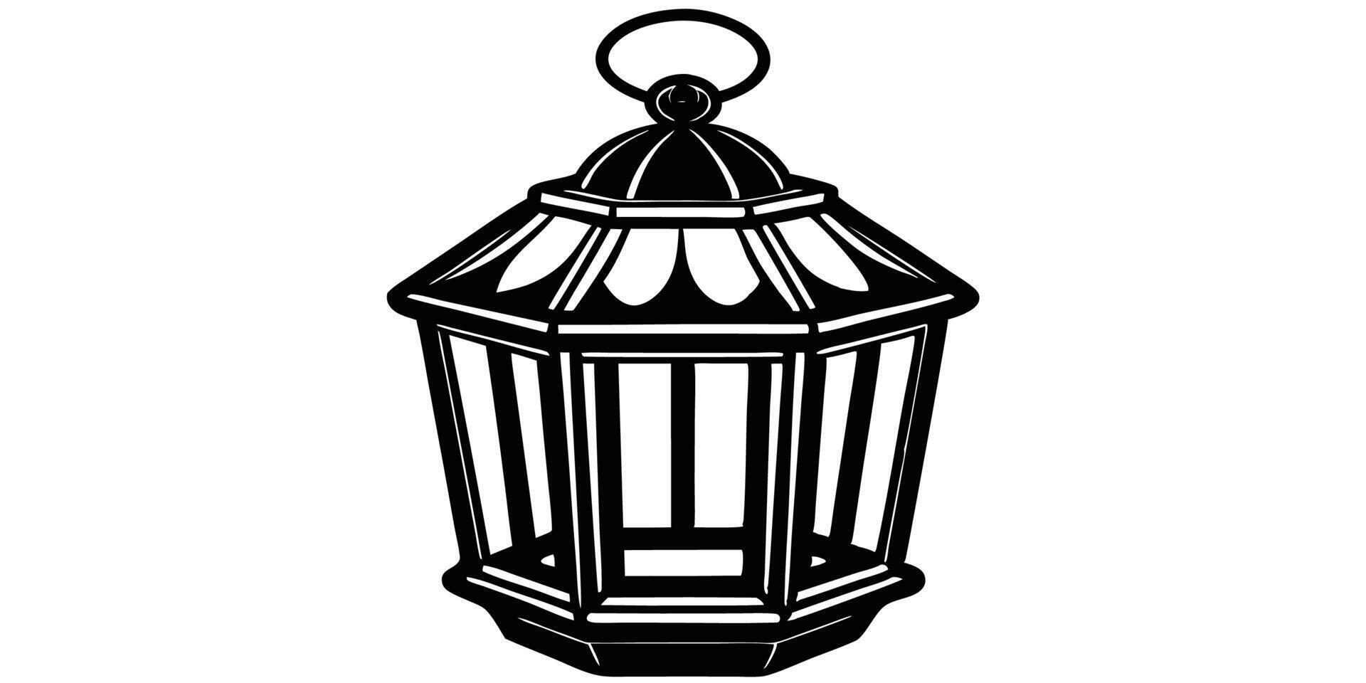 A black and white drawing of a lantern vector