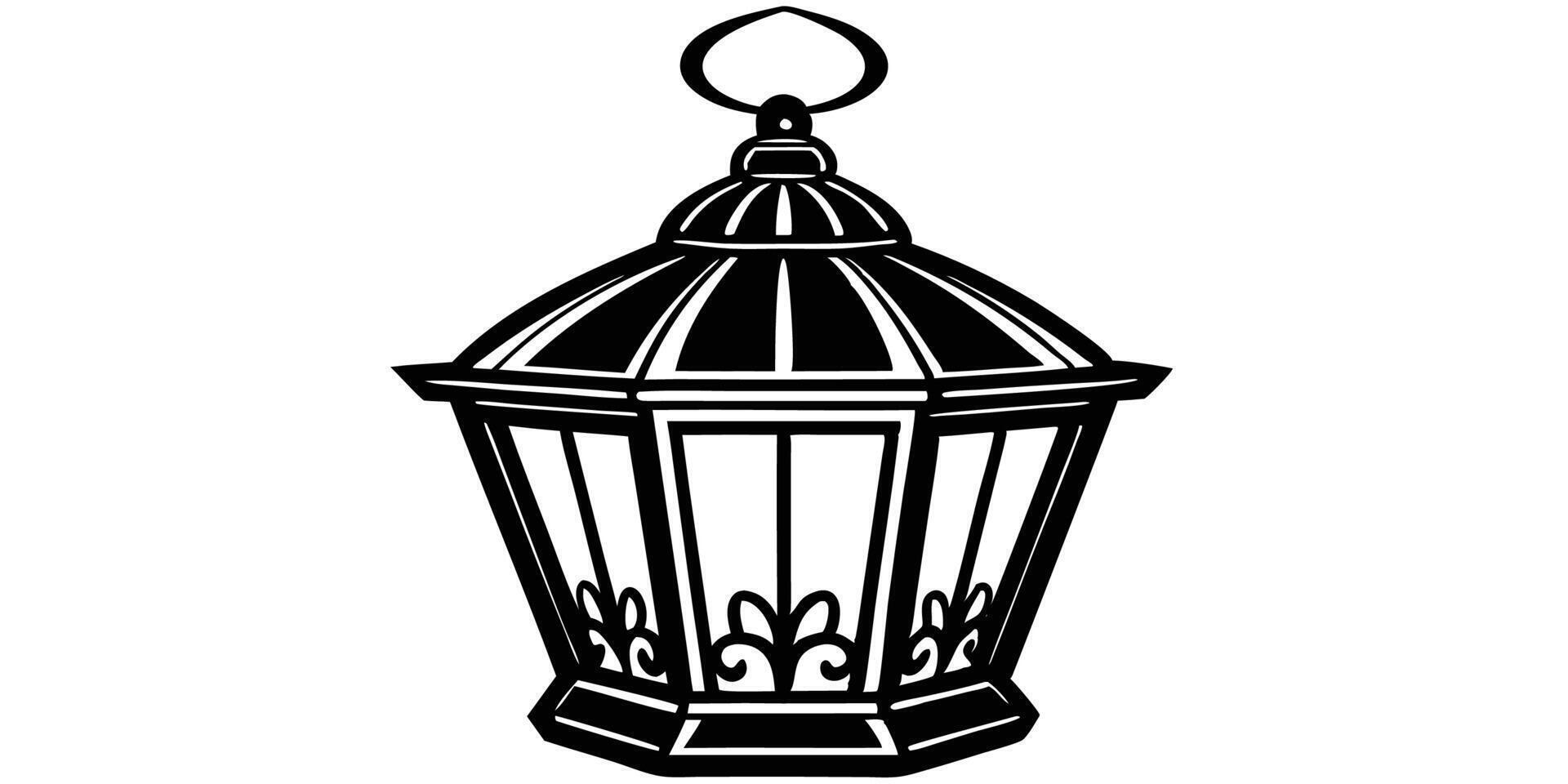 A black and white illustration of a lantern vector