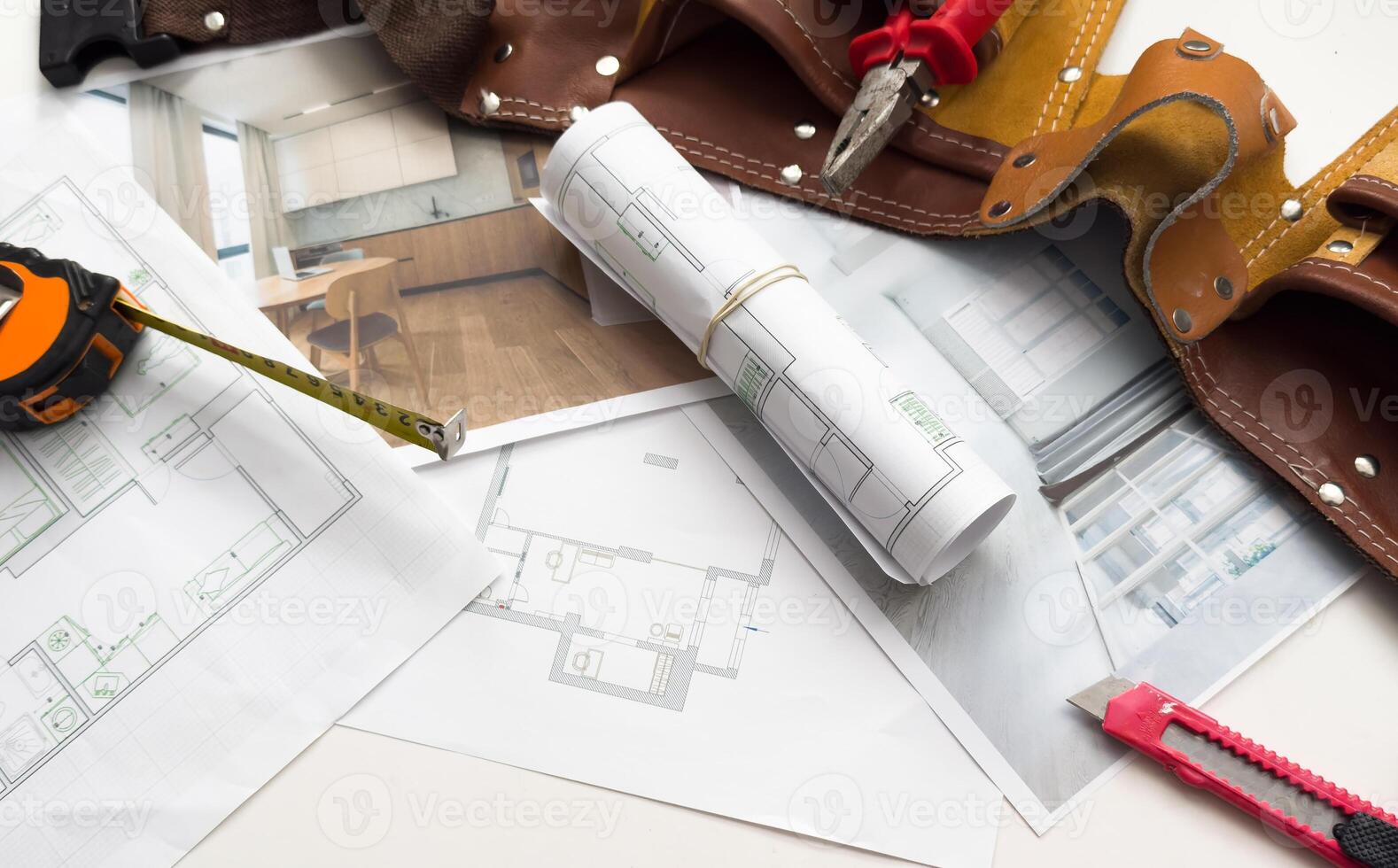 building house - project for construction industry background photo