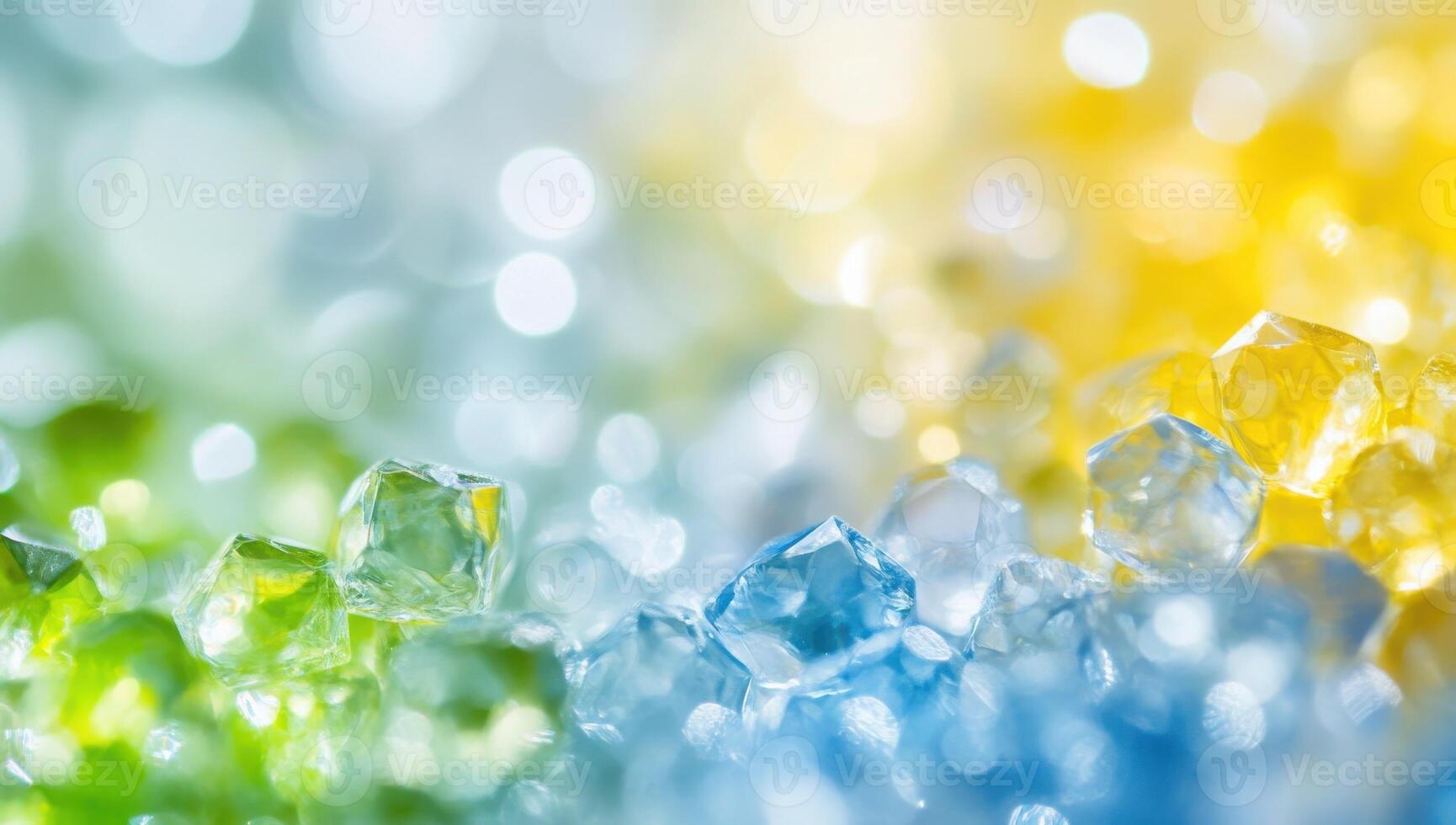 Abstract blurred background with yellow and green bokeh lights. photo
