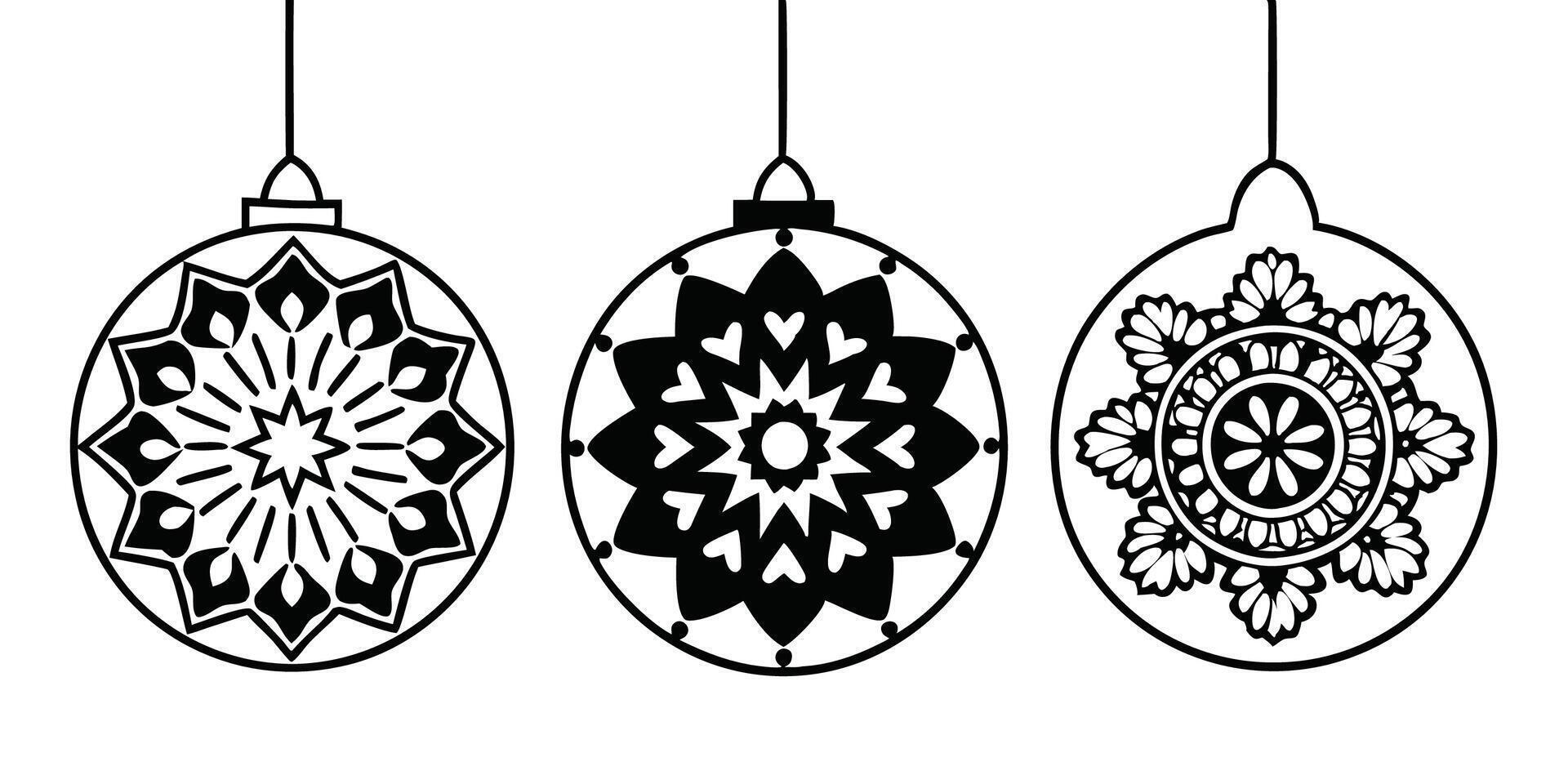Christmas ornament coloring pages vector