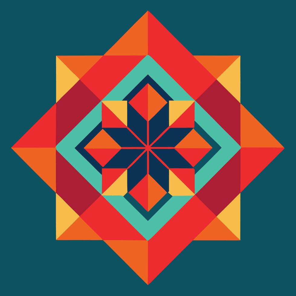 A colorful geometric design with a star in the center vector