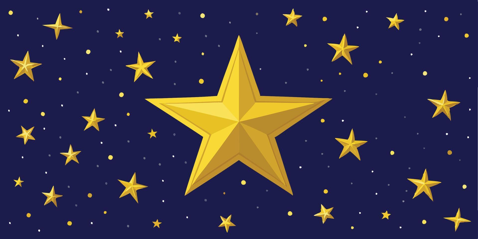 A golden star on a dark blue background vector