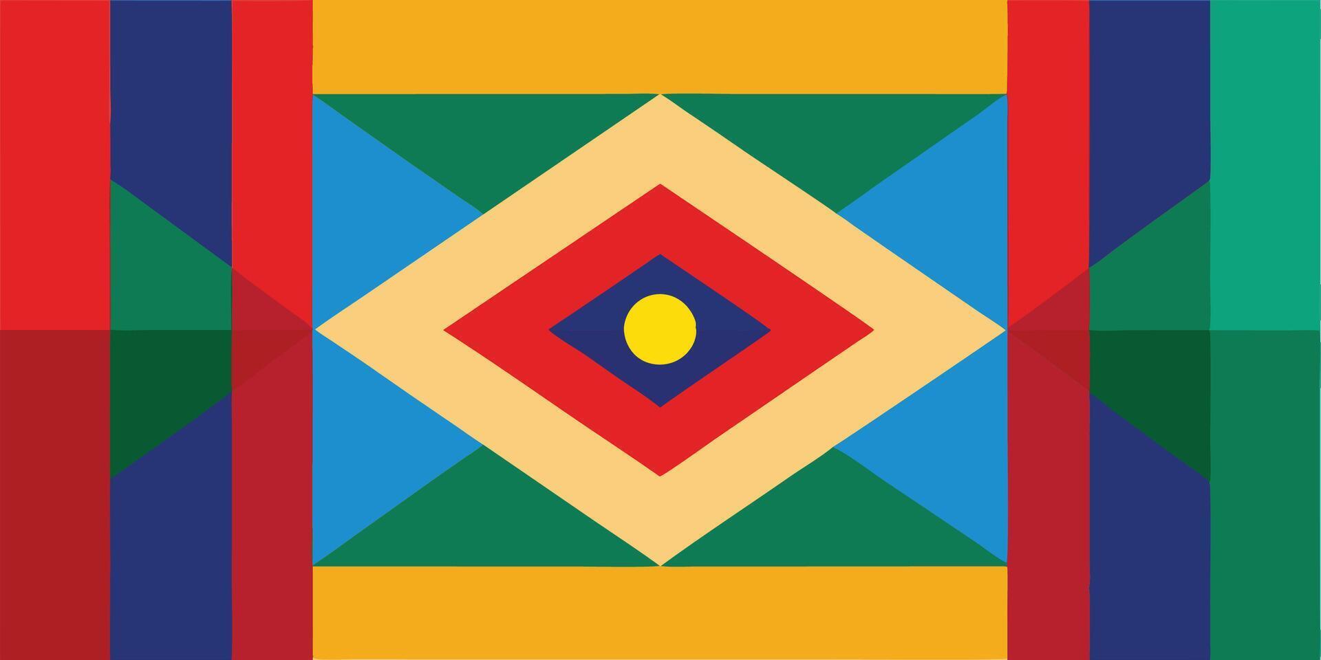 A colorful geometric pattern with a diamond in the center vector