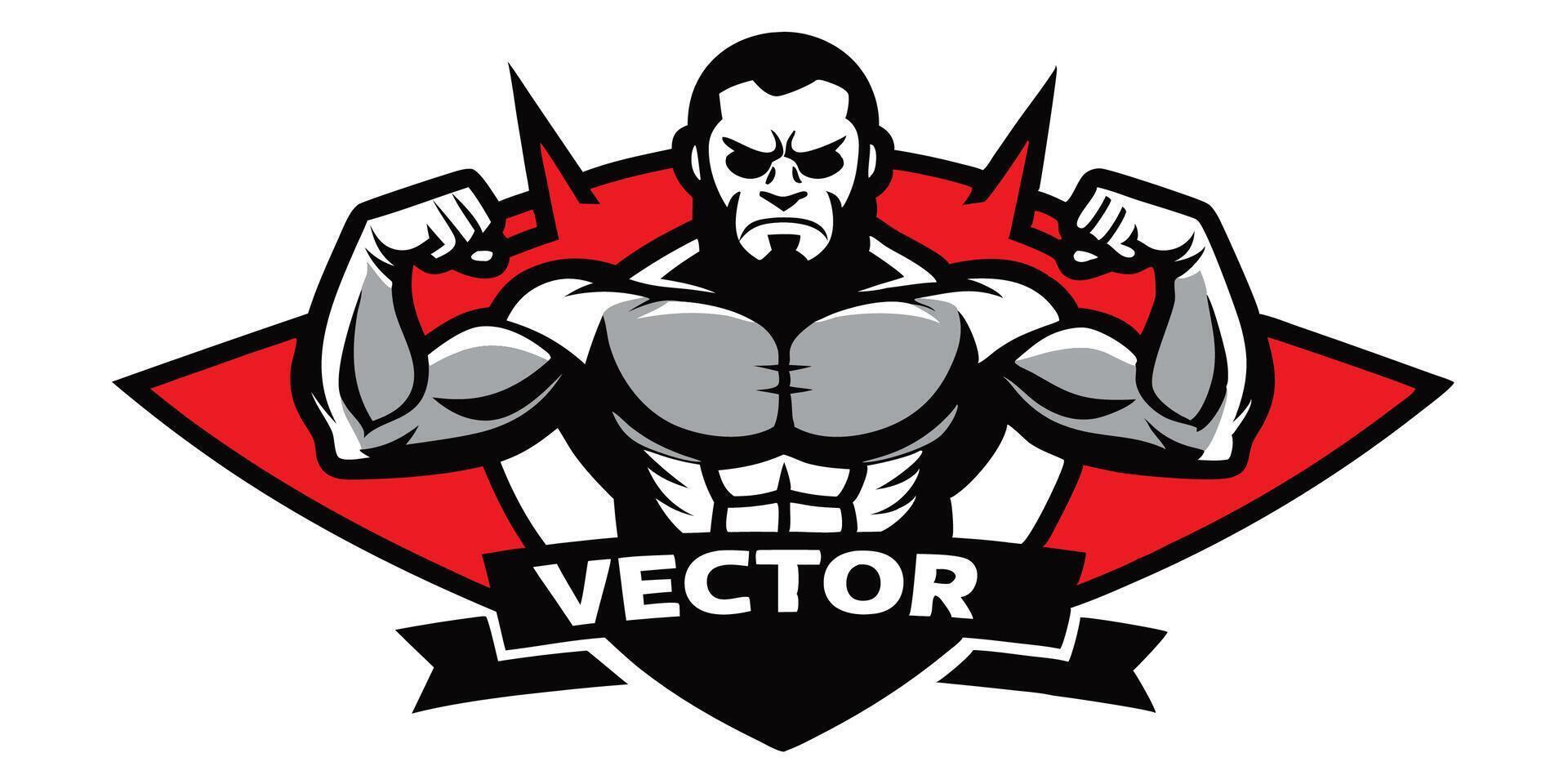 A muscular man with a red and black shield vector