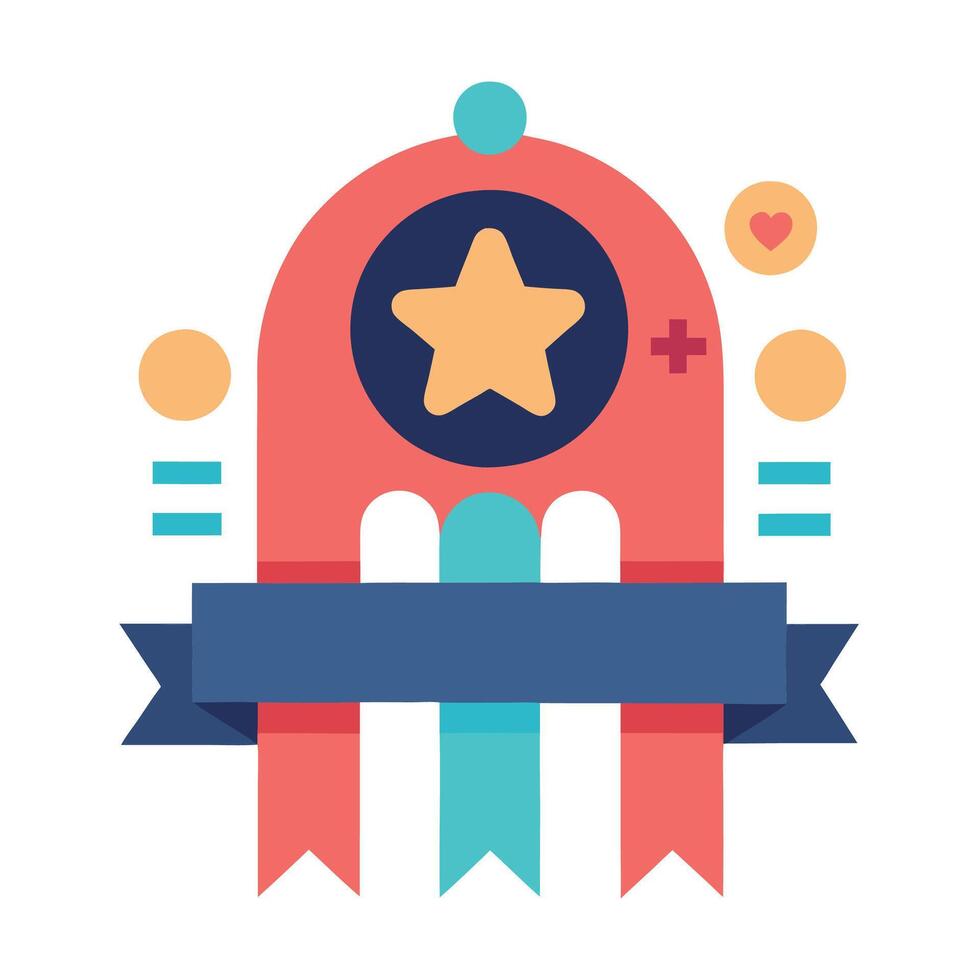 A flat icon of a star with a ribbon and a star vector