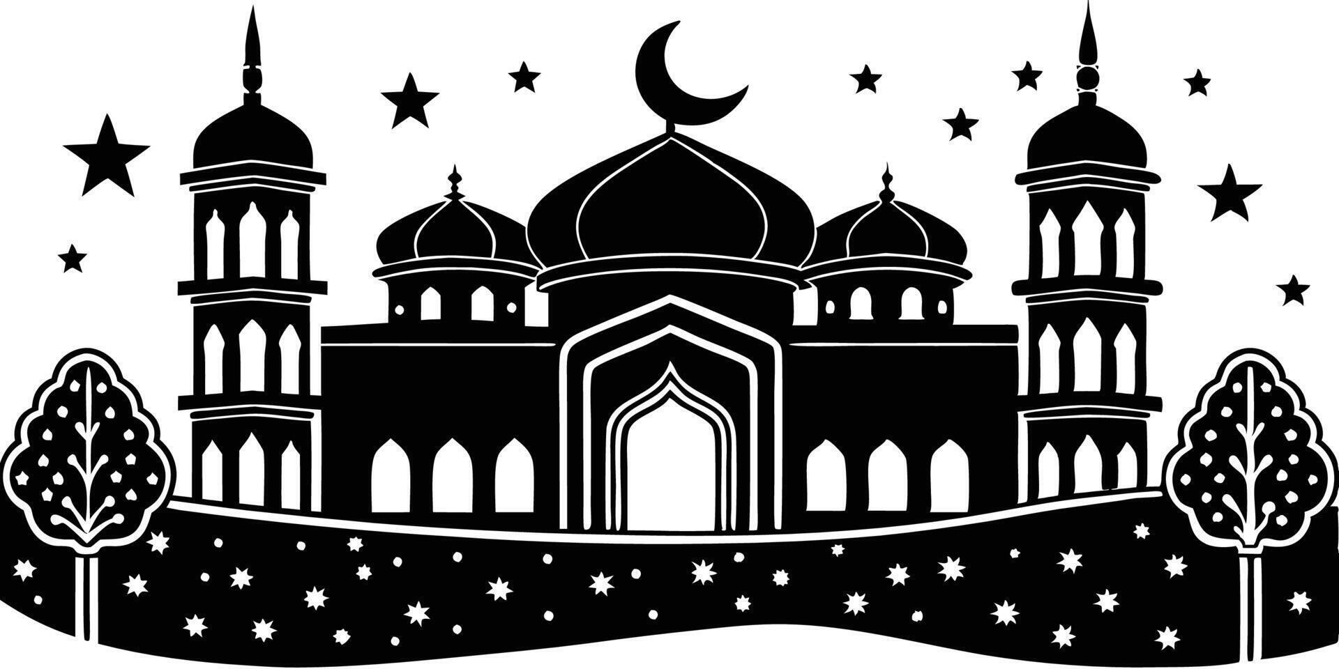 Islamic mosque silhouette illustration vector
