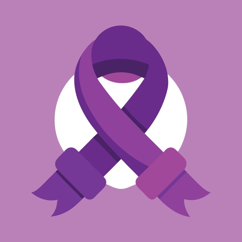 A purple ribbon with a white circle on it vector