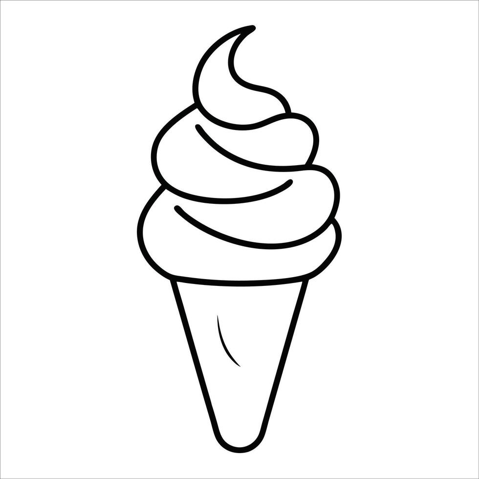 soft serve ice cream cone held by hand in continuous line art drawing style perfect for dessert shop branding summer treat icons and sweet frozen food illustrations vector