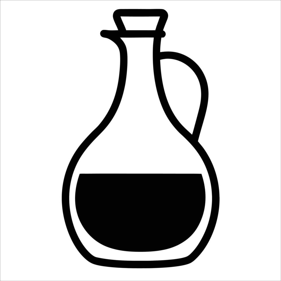 Elegant glass bottle jug designed for olive oil or other liquids shown in continuous line art drawing style perfect for kitchen designs food packaging and decor vector