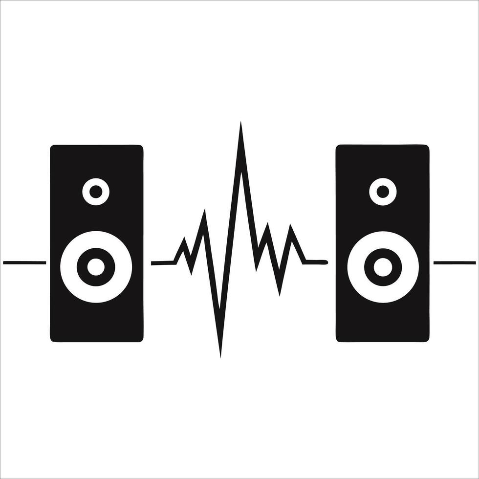 sound wave in one line art style between two music speakers symbolizing audio technology sound engineering and modern music system design for creative visuals vector