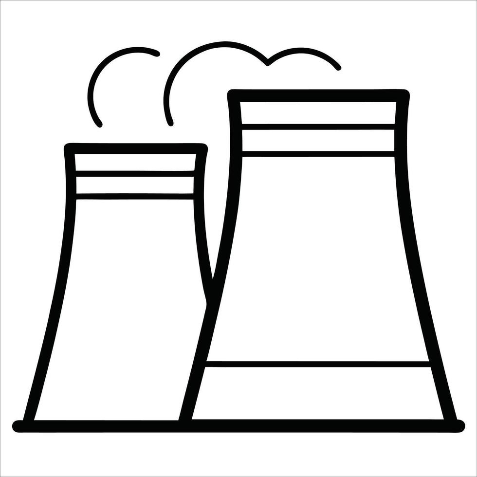 Cooling towers of a power plant illustrated in industrial continuous line art style ideal for energy industry graphics minimal eco themes and factory silhouette artwork vector