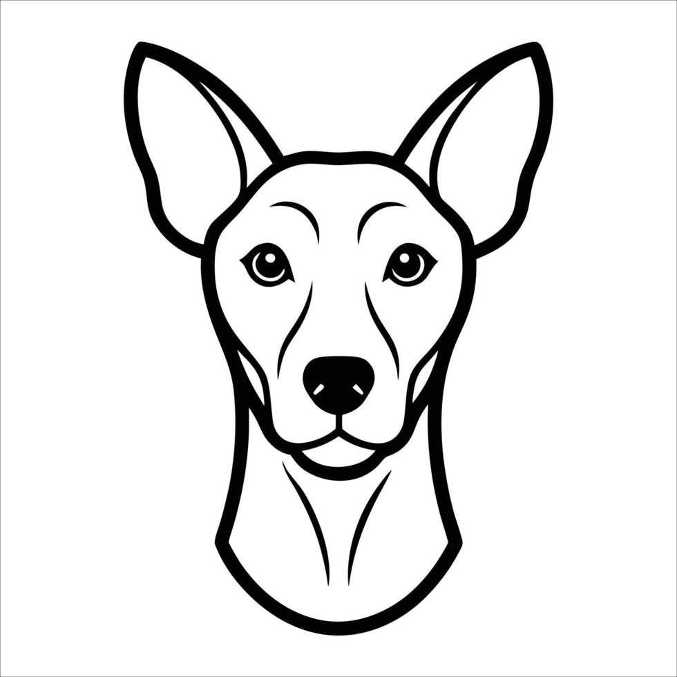 Elegant dog head front view created with black lines on white background showcasing simplicity in canine illustration ideal for pet art and modern decor vector