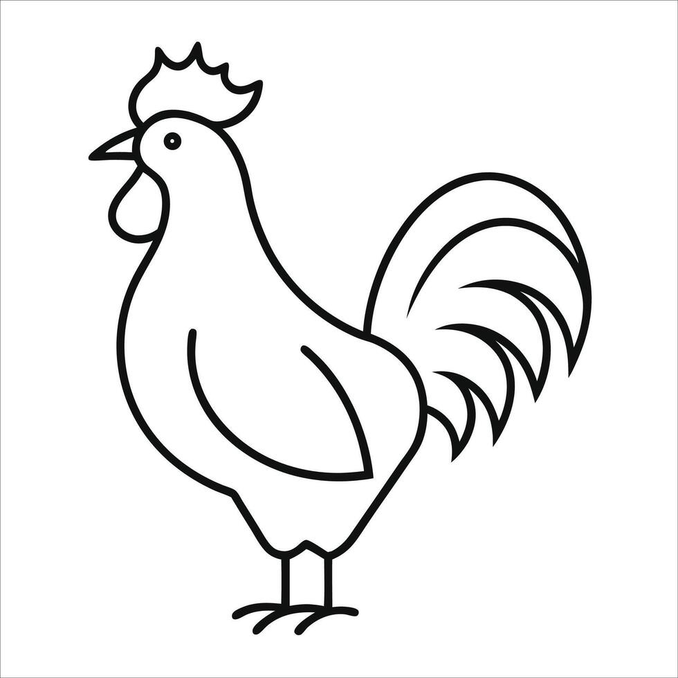 Minimalist rooster crowing in the morning rendered in clean continuous line art perfect for natural product packaging or rural artwork aesthetics vector
