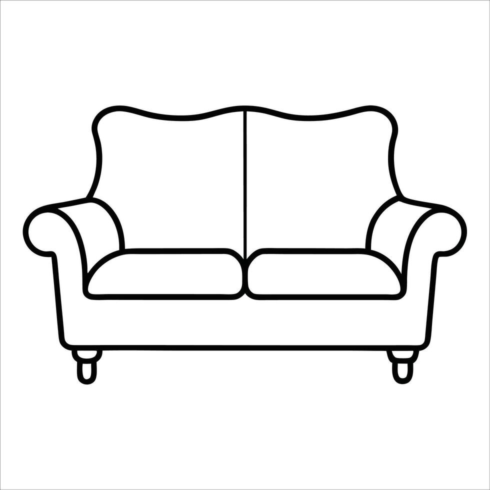 Comfortable couch illustration using continuous line art drawing style to portray cozy home atmosphere great for modern furniture branding or lifestyle imagery vector