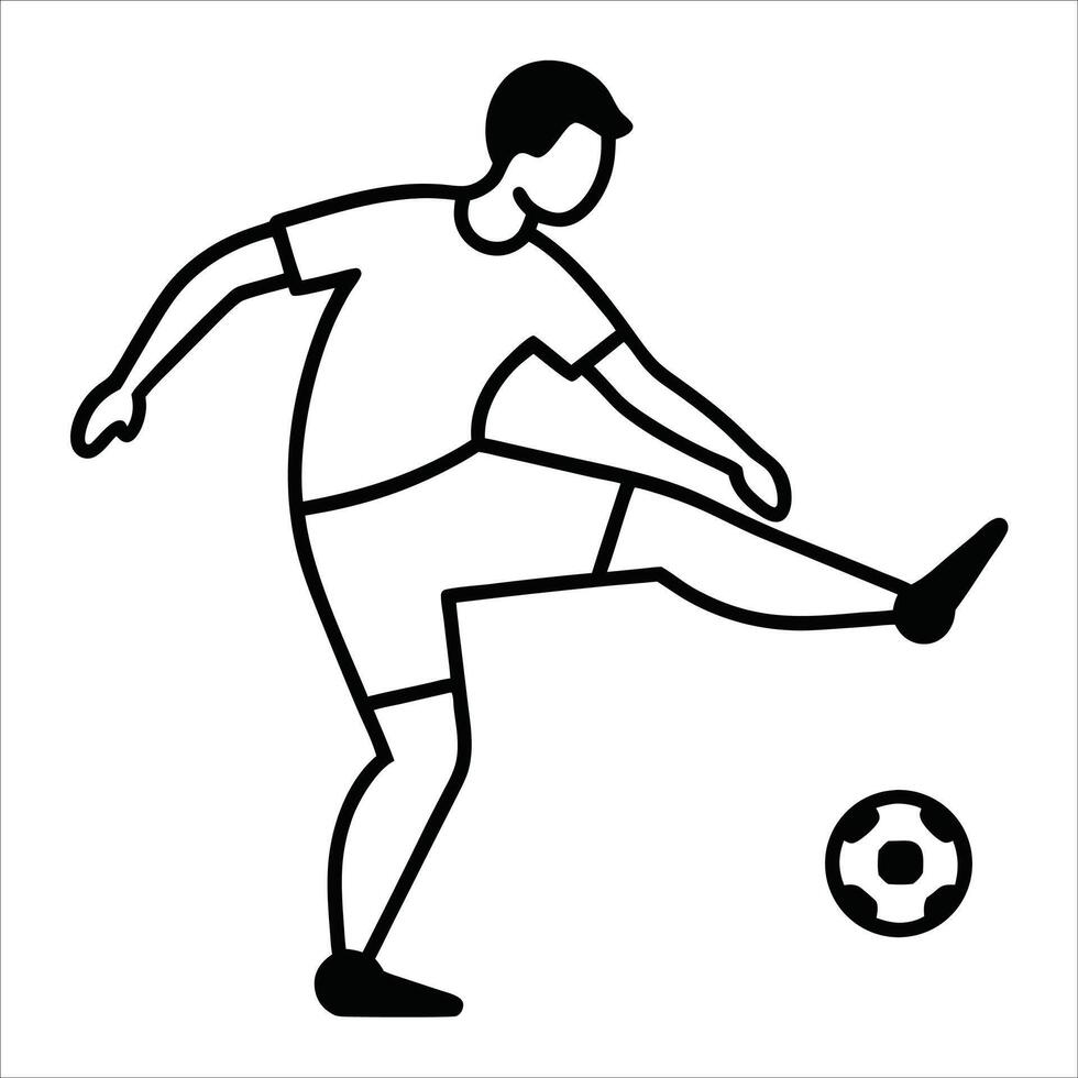 Elegant continuous line art of a football player kicking a ball emphasizing movement and power ideal for sports illustrations and athletic themed design projects vector