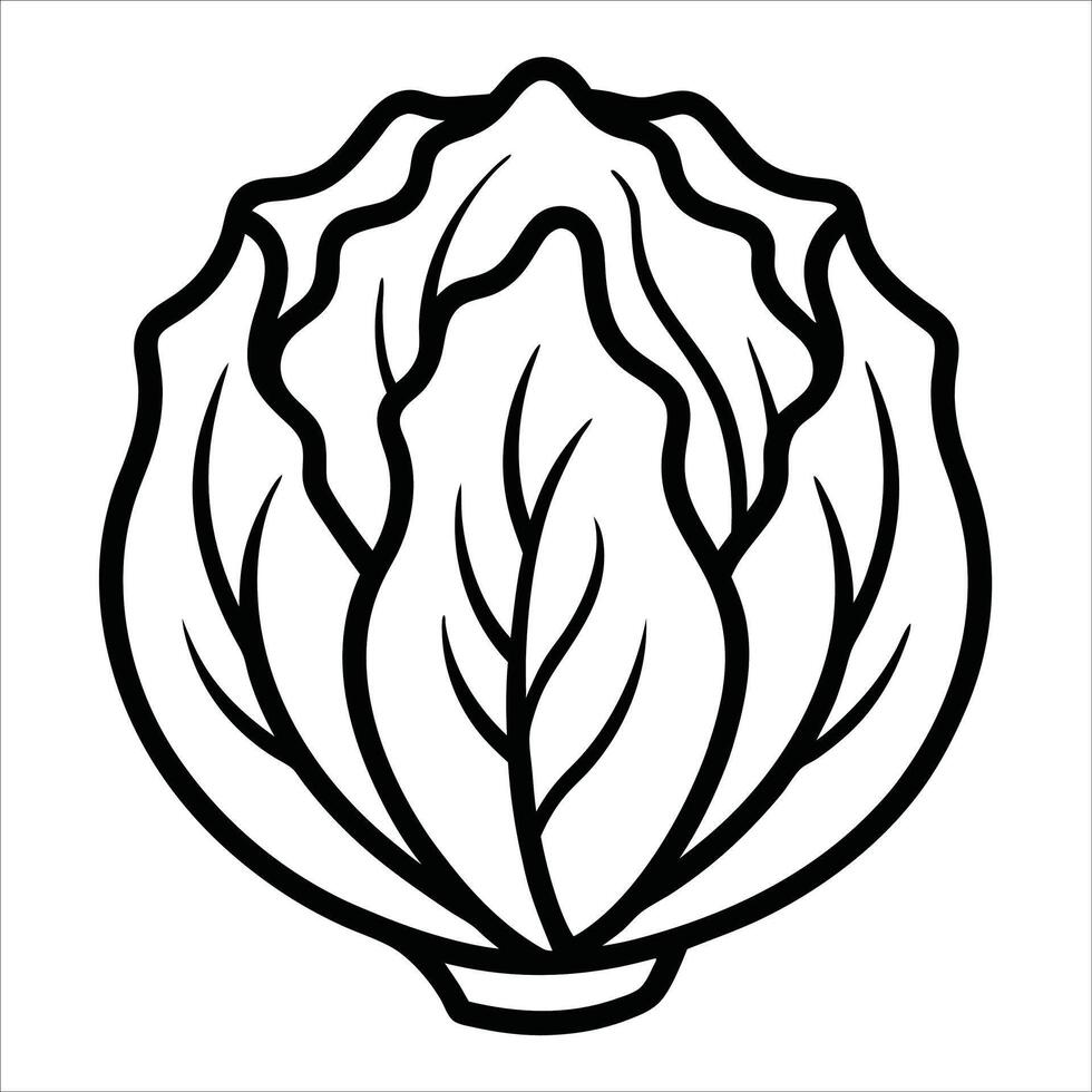 Line art of Chinese cabbage in continuous minimalist style ideal for vegetable garden visuals vegan recipes or organic food branding materials and creative designs vector