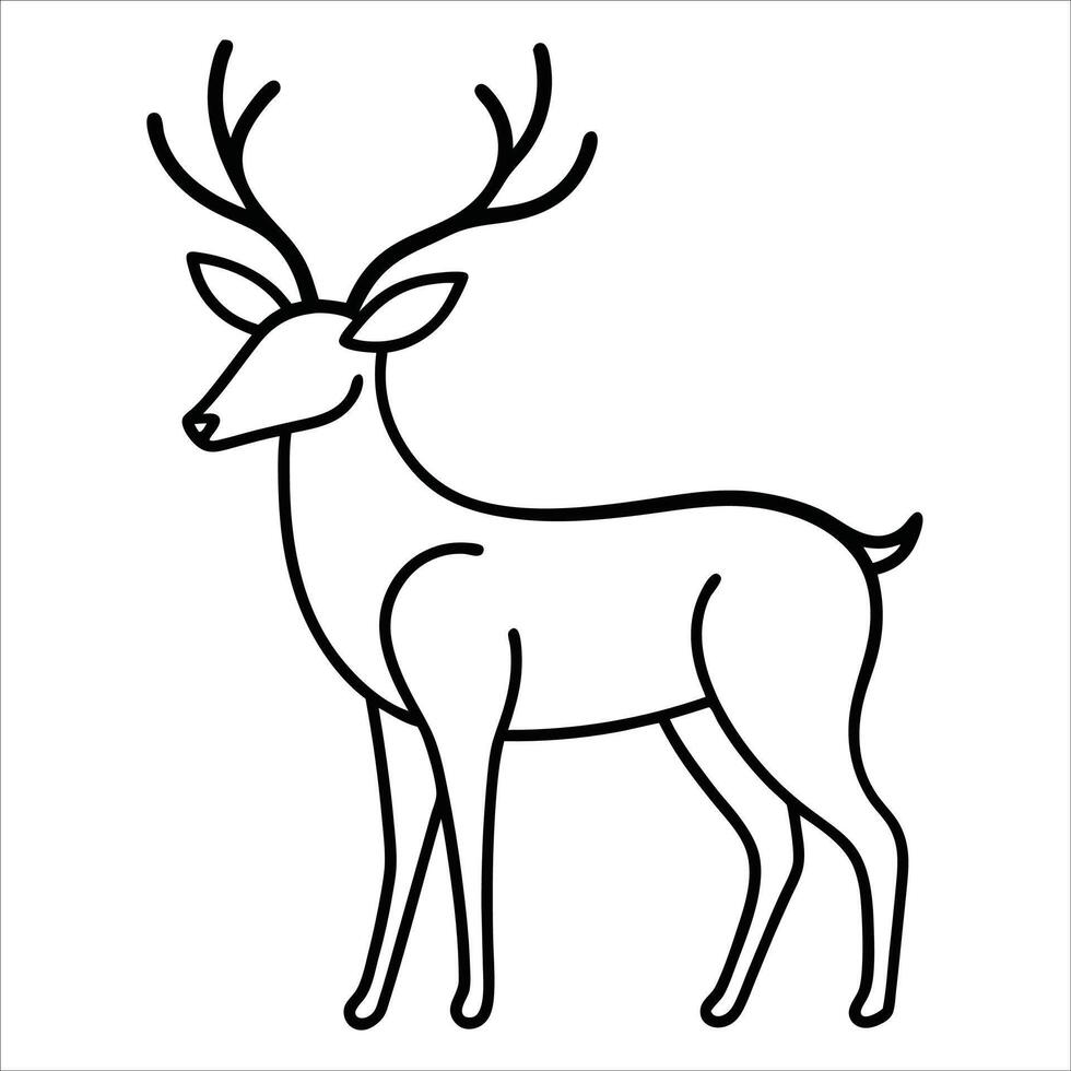 Graceful deer illustrated in continuous line art cartoon style ideal for minimalist wildlife designs nature inspired artwork and elegant animal themed illustrations vector