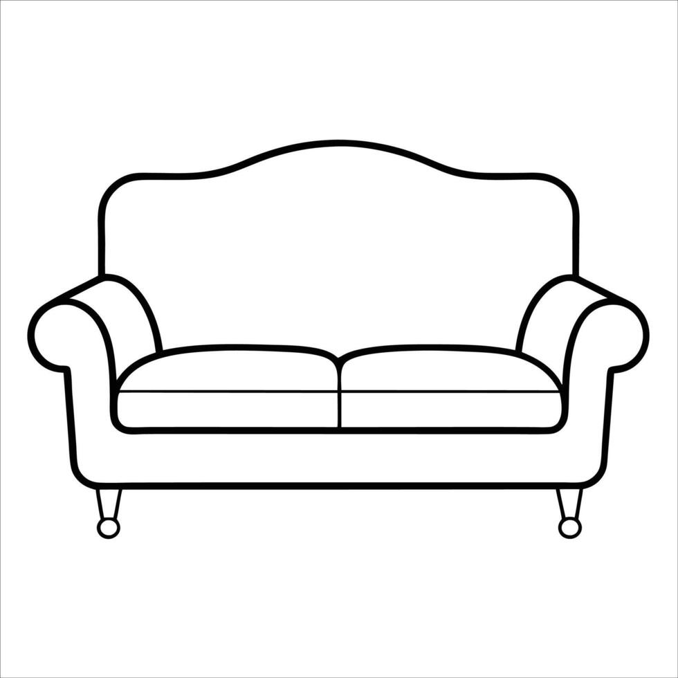Sofa artwork drawn in continuous line art drawing style combining clean design and inviting shape ideal for home decor graphics or furnishing concept sketches vector