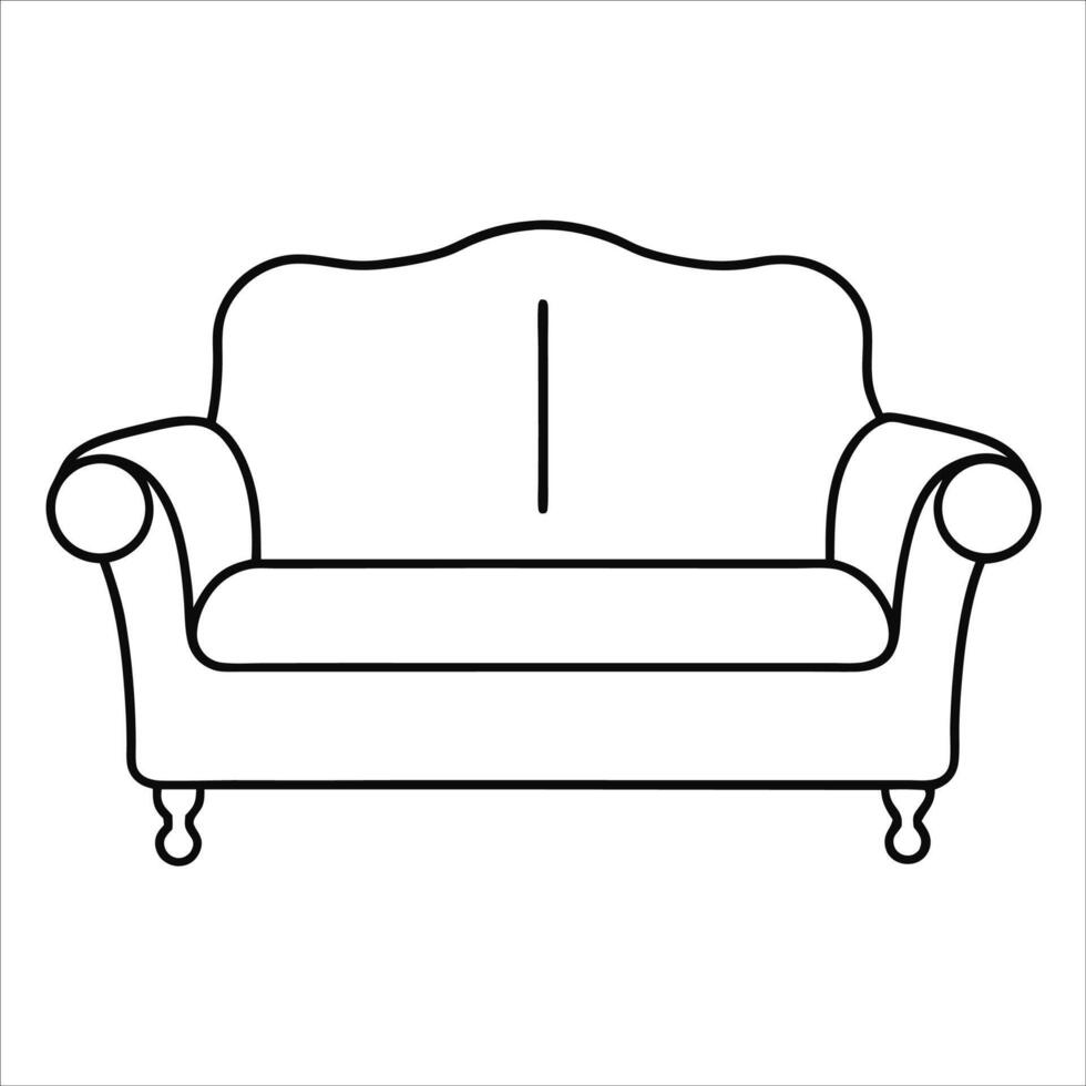 Line art sofa design in continuous drawing style showcasing cozy seating and minimal lines perfect for stylish home visuals or comfort focused advertising vector