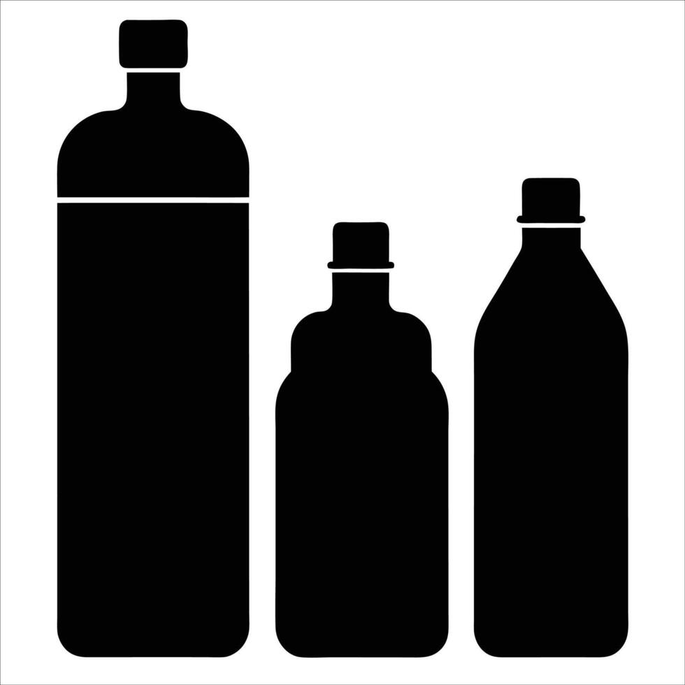 Plastic drinking water bottles of different sizes depicted in minimalist line art style perfect for themes involving hydration eco conscious choices and modern packaging design vector
