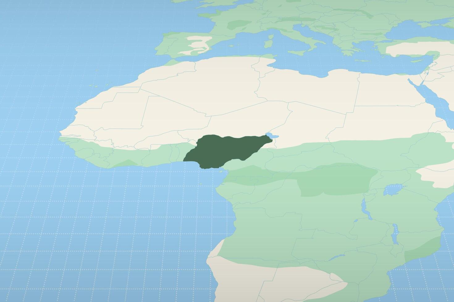 Nigeria highlighted on a detailed map, geographic location of Nigeria. vector
