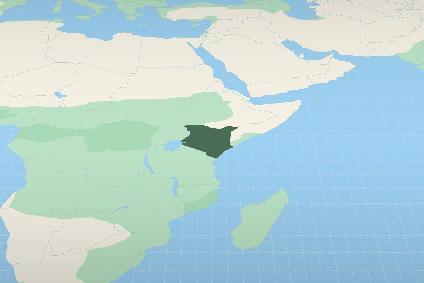 Kenya highlighted on a detailed map, geographic location of Kenya. vector