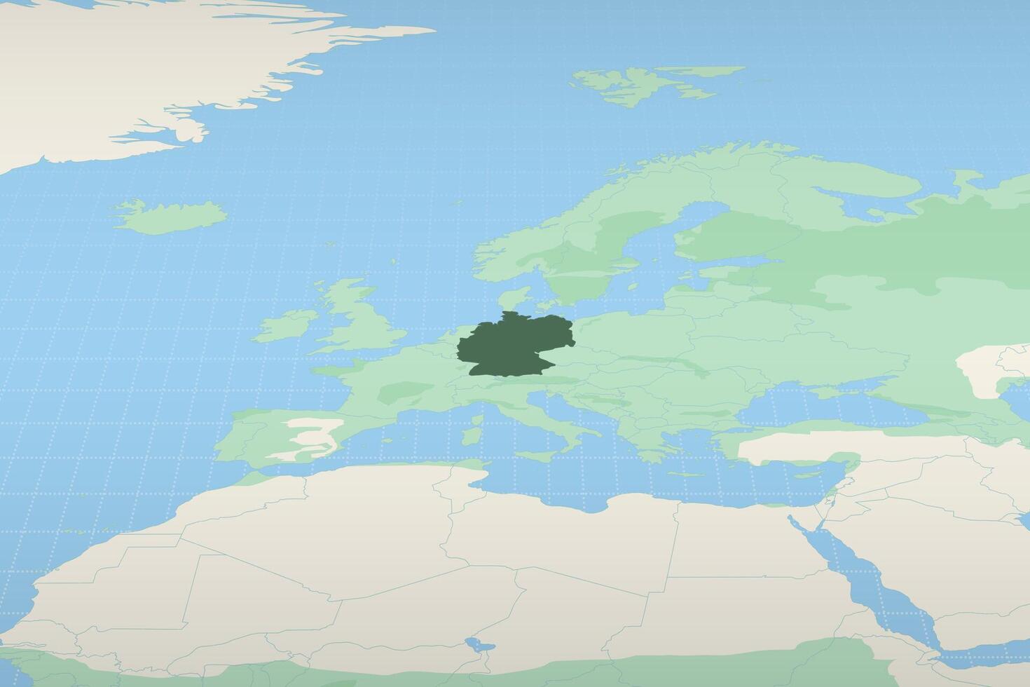 Germany highlighted on a detailed map, geographic location of Germany. vector
