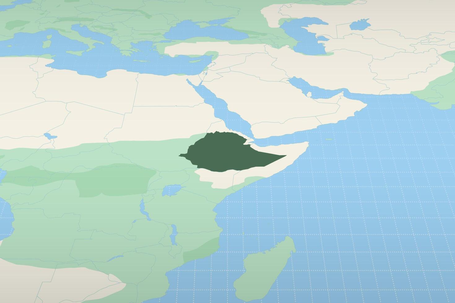 Ethiopia highlighted on a detailed map, geographic location of Ethiopia. vector