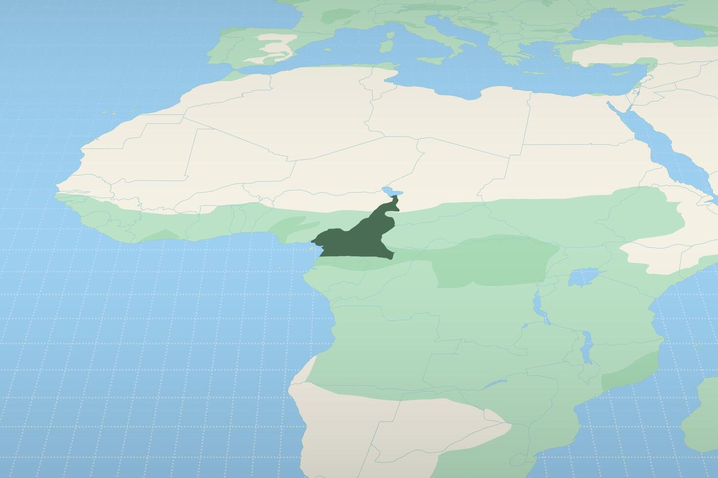 Cameroon highlighted on a detailed map, geographic location of Cameroon. vector