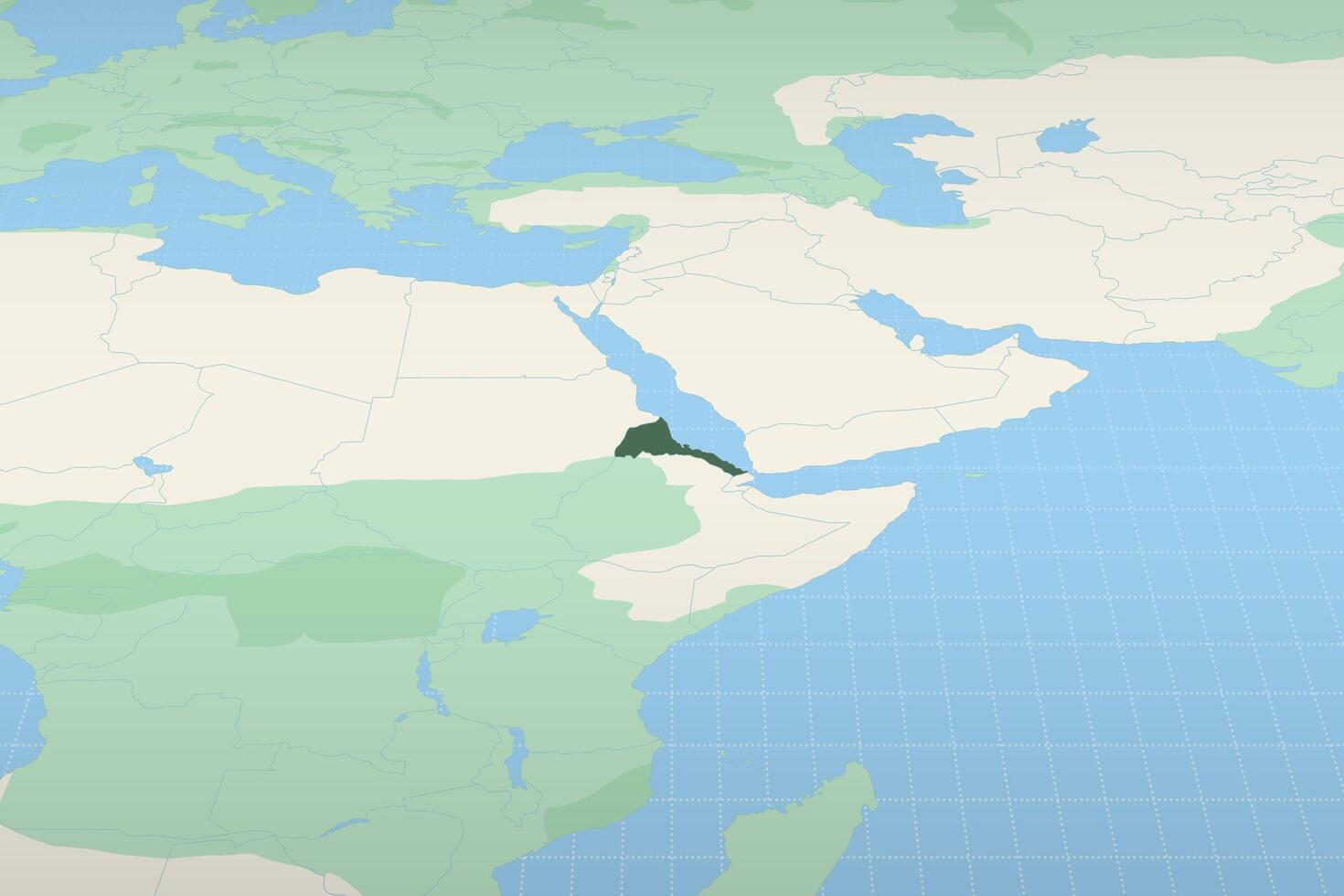 Eritrea highlighted on a detailed map, geographic location of Eritrea. vector