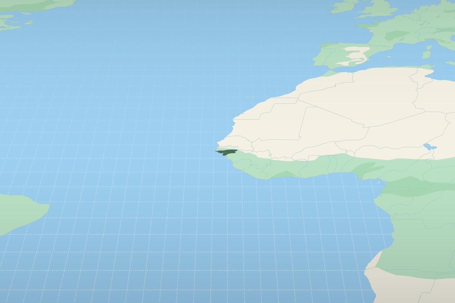 Guinea-Bissau highlighted on a detailed map, geographic location of Guinea-Bissau. vector