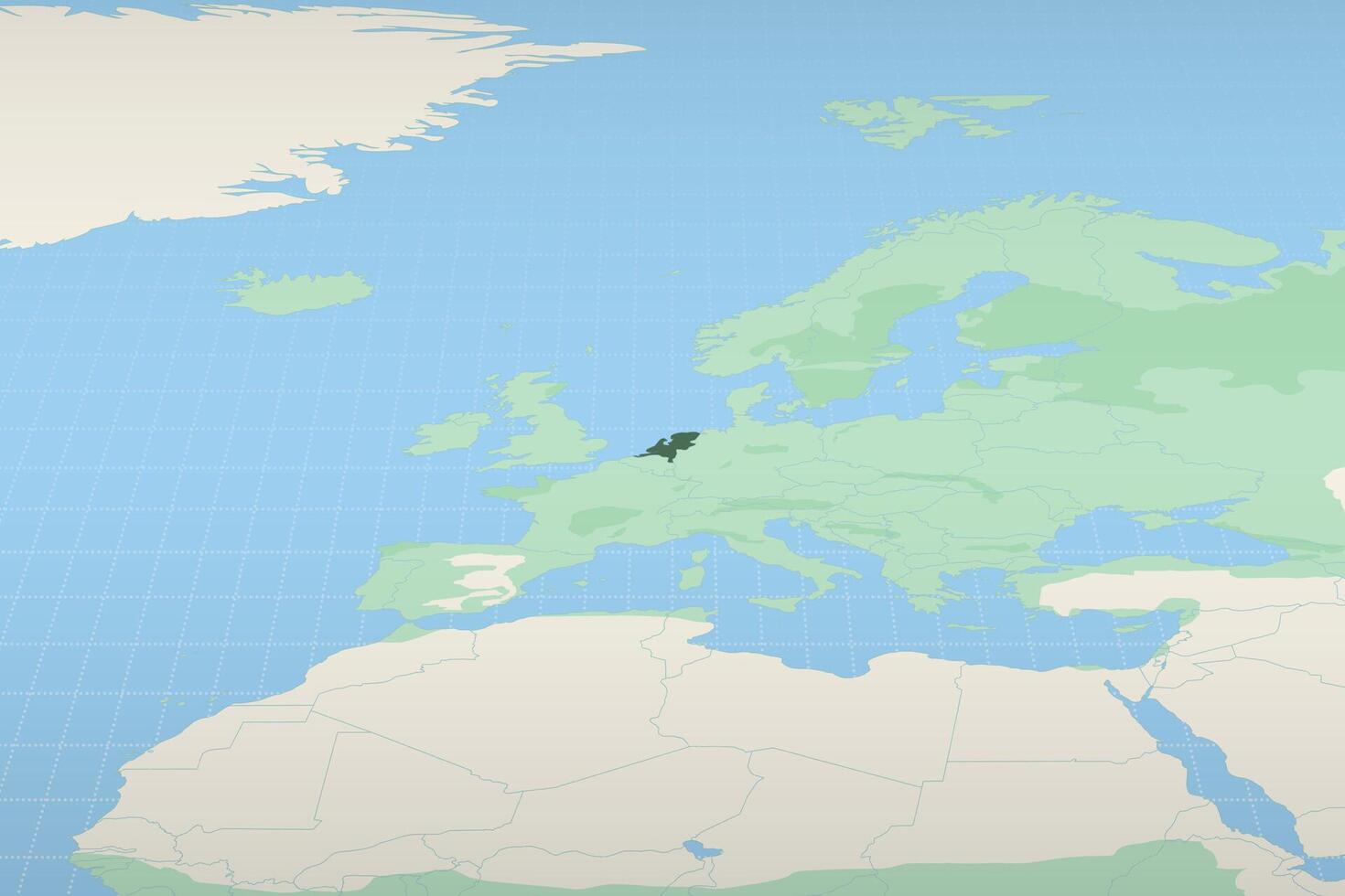 Netherlands highlighted on a detailed map, geographic location of Netherlands. vector