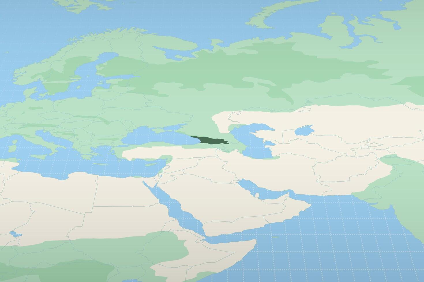 Georgia highlighted on a detailed map, geographic location of Georgia. vector