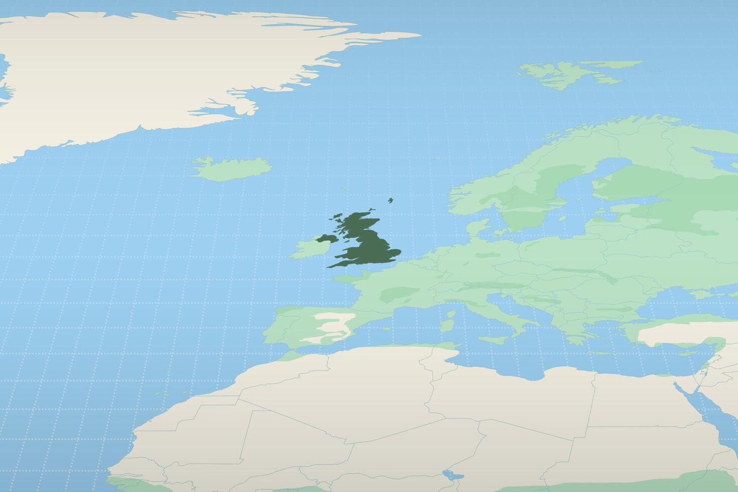 United Kingdom highlighted on a detailed map, geographic location of United Kingdom. vector