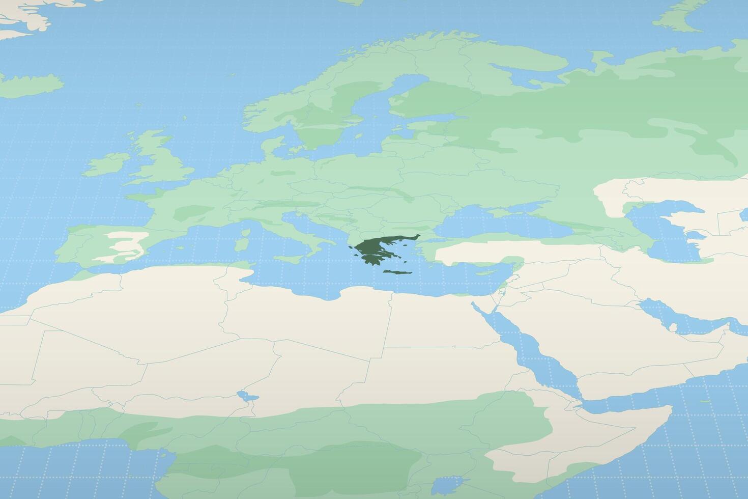 Greece highlighted on a detailed map, geographic location of Greece. vector