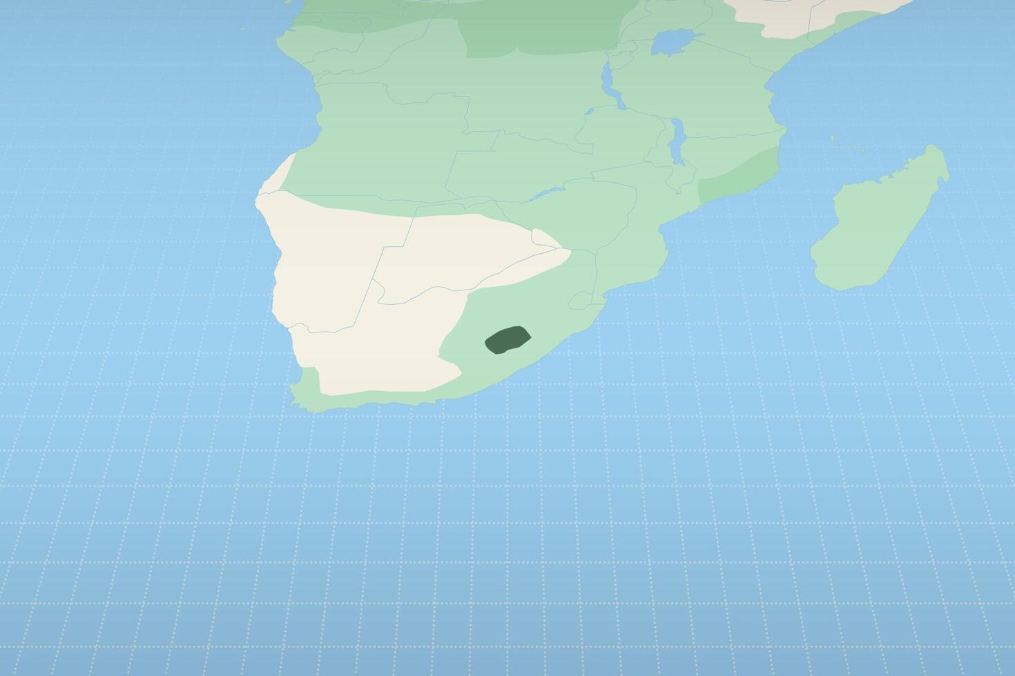 Lesotho highlighted on a detailed map, geographic location of Lesotho. vector