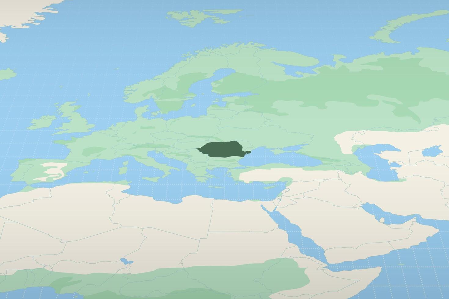 Romania highlighted on a detailed map, geographic location of Romania. vector