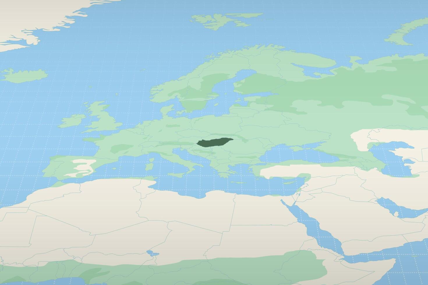 Hungary highlighted on a detailed map, geographic location of Hungary. vector