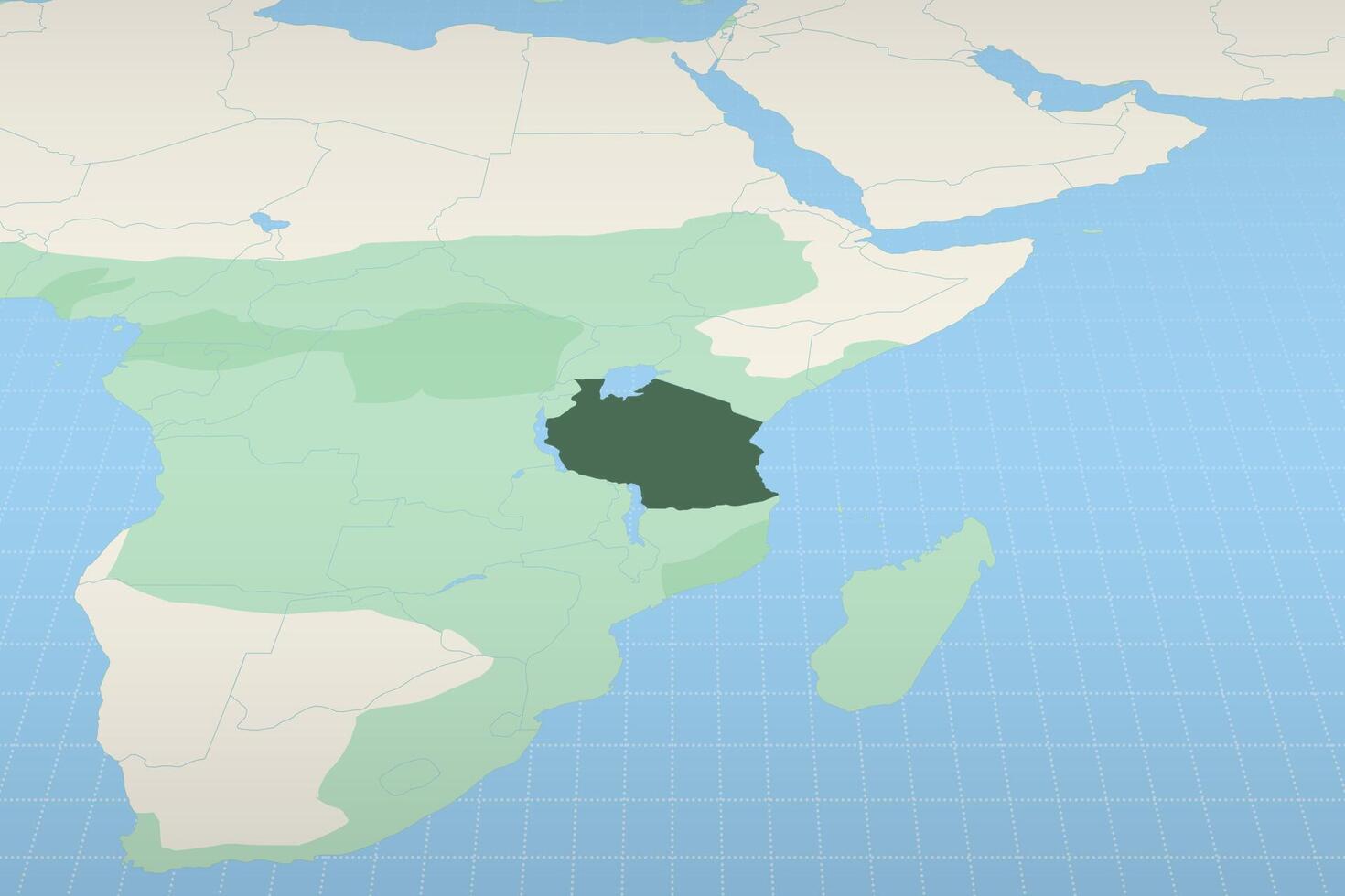 Tanzania highlighted on a detailed map, geographic location of Tanzania. vector