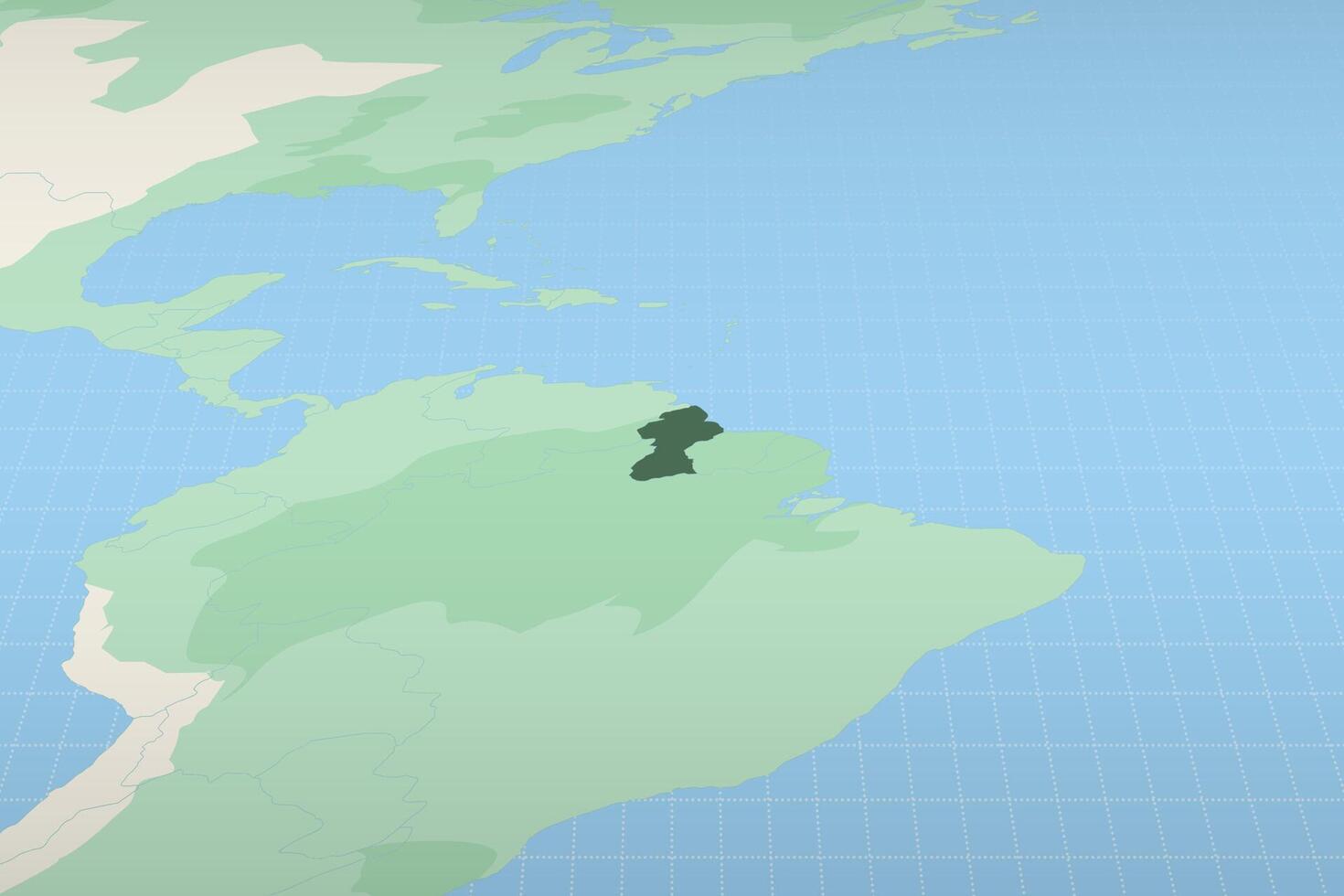 Guyana highlighted on a detailed map, geographic location of Guyana. vector