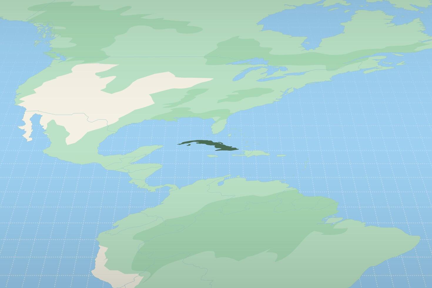Cuba highlighted on a detailed map, geographic location of Cuba. vector